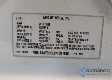 2022 Tesla Model Y Long Range Dual Motor All-Wheel Drive из США, поврежденный, VIN 7SAYGDEE0NF311935